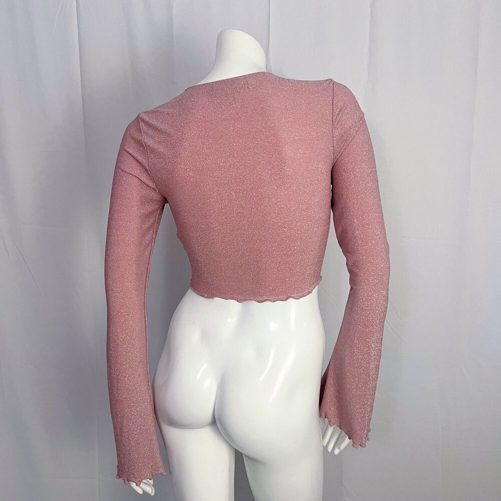 NWOT Urban Outfitters UO Pink Glittery Shawl Cardigan Wrap Top Size M - Picture 3 of 5